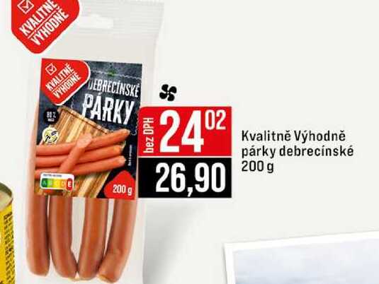 Kvalitně Výhodně párky debrecínské 200 g 
