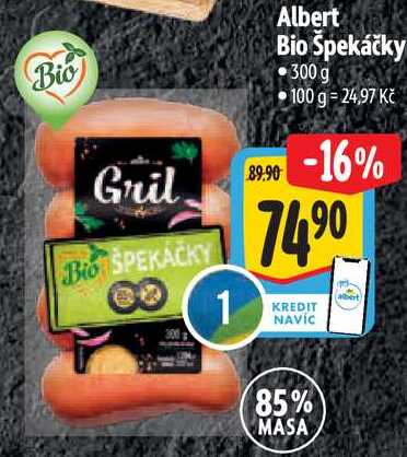 Albert Bio Špekáčky, 300 g 