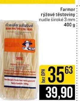 Farmer rýžové těstoviny nudle široké 3 mm 400 g