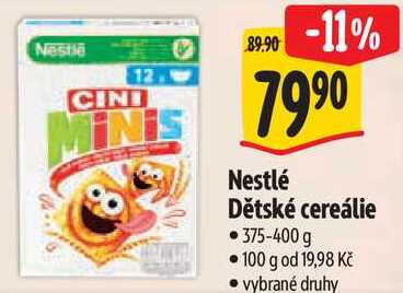 Nestlé Dětské cereálie, 375-400 g