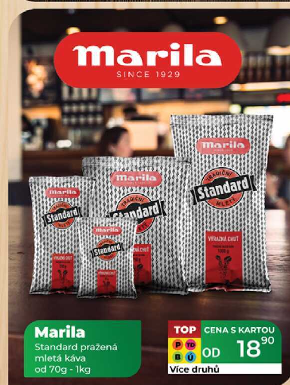 Marila Standard pražená mletá káva od 70g - 1kg 
