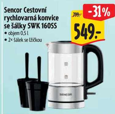 Sencor Cestovní rychlovarná konvice se šálky SWK 160SS 