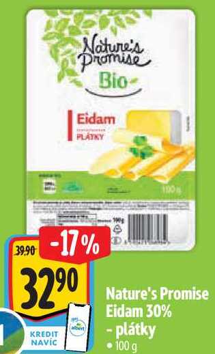 Nature's Promise Eidam 30% - plátky, 100 g 