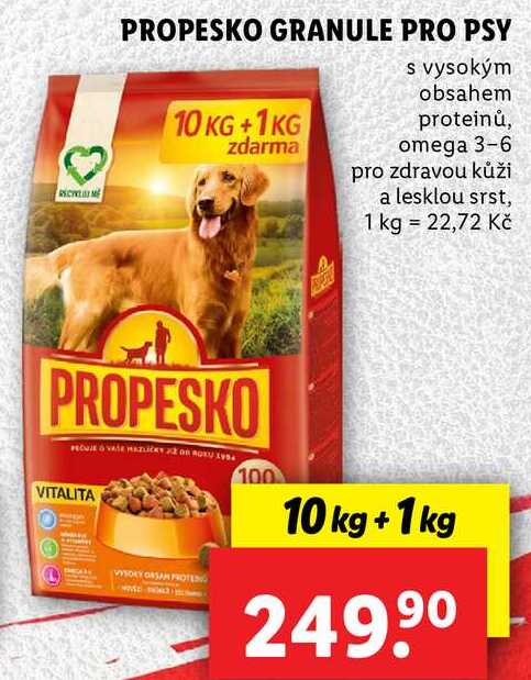 PROPESKO GRANULE PRO PSY, 10 KG+1KG  