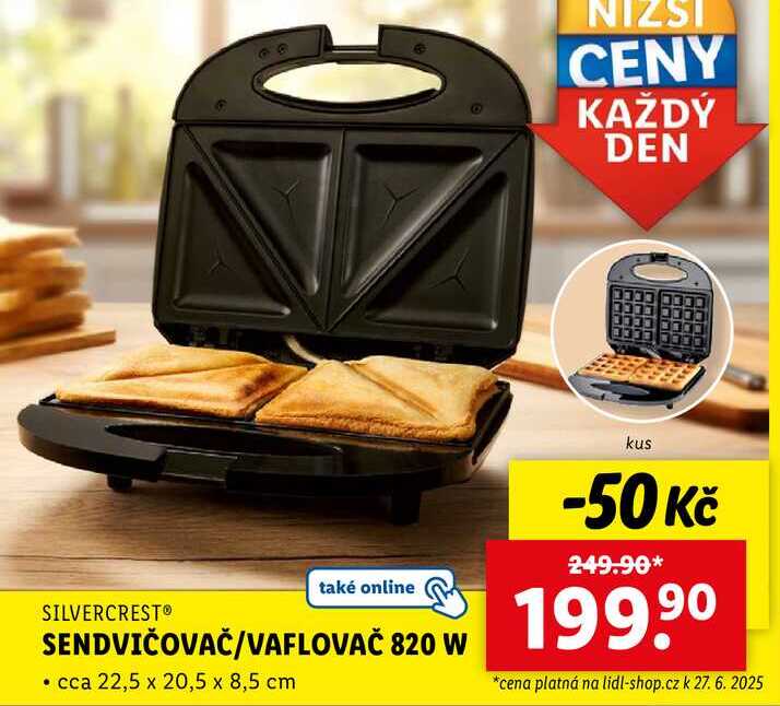 SENDVIČOVAČ/VAFLOVAČ 820 W