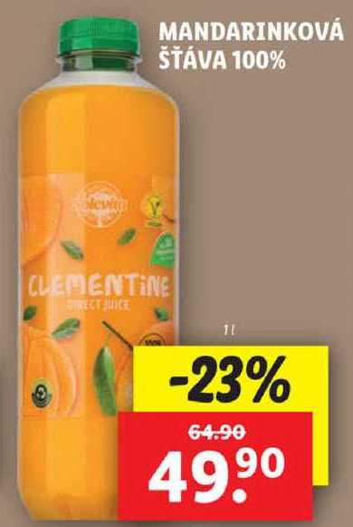 MANDARINKOVÁ ŠŤÁVA 100%, 1 l