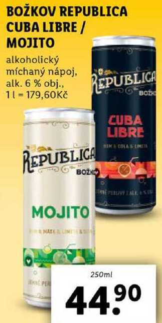 BOŽKOV REPUBLICA CUBA LIBRE/MOJITO, 250 ml