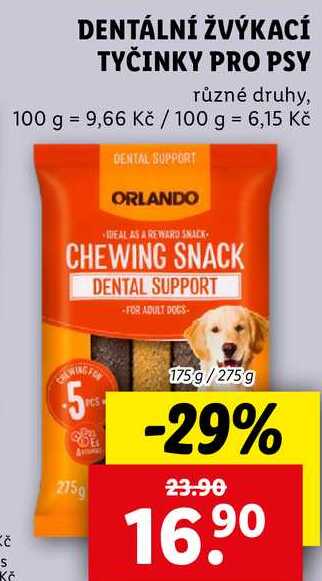 DENTÁLNÍ ŽVÝKACÍ TYČINKY PRO PSY, 175 g/275 g
