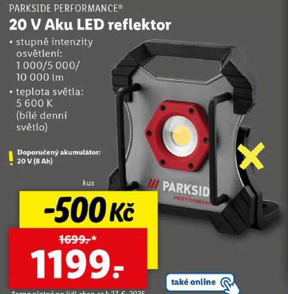 20 V Aku LED reflektor 