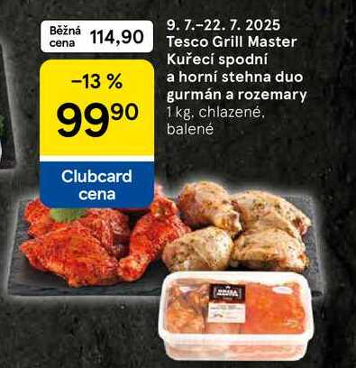 Tesco Grill Master Kuřecí spodní a horní stehna duo gurmán a rozemary, 1 kg