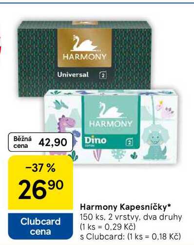 Harmony Kapesníčky, 150 ks, 2 vrstvy, dva druhy 
