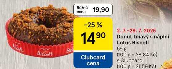 Donut tmavý s náplní Lotus Biscoff, 69 g 