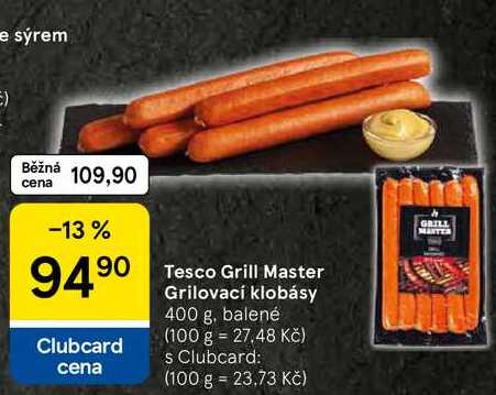 Tesco Grill Master Grilovací klobásy, 400 g, balené