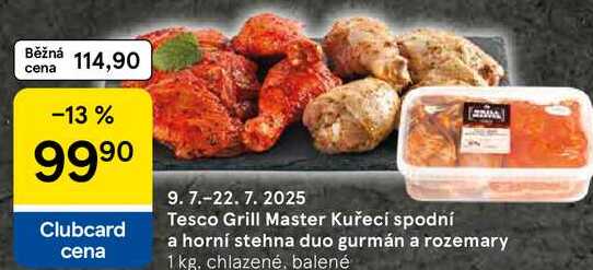 Tesco Grill Master Kuřecí spodní a horní stehna duo gurmán a rozemary, 1 kg