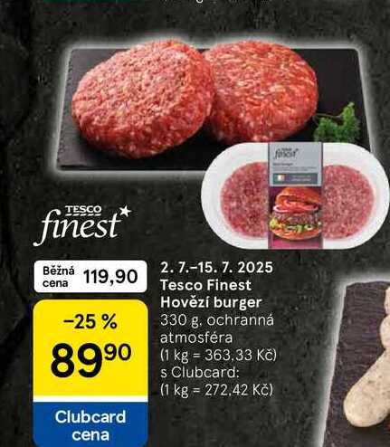 Tesco Finest Hovězí burger, 330 g 