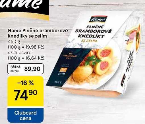Hamé Plněné bramborové knedlíky se zelím, 450 g 