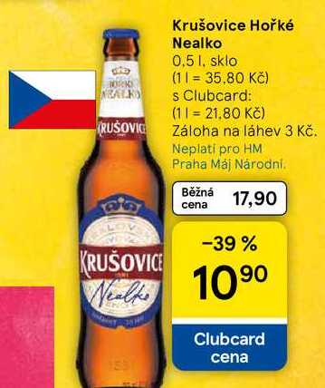 Krušovice Hořké Nealko, 0,5 l, sklo  