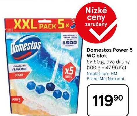 Domestos Power 5 WC blok, 5x 50 g, dva druhy 
