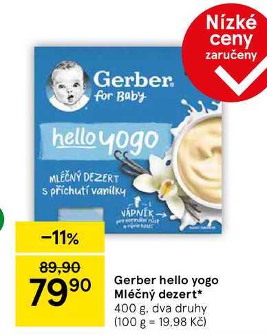 Gerber hello yogo Mléčný dezert, 400 g, dva druhy  