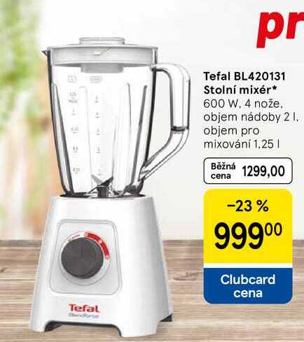 Tefal BL420131 Stolní mixér, 600 W. 4 nože, objem nádoby 2 l. objem pro mixování 1,25 