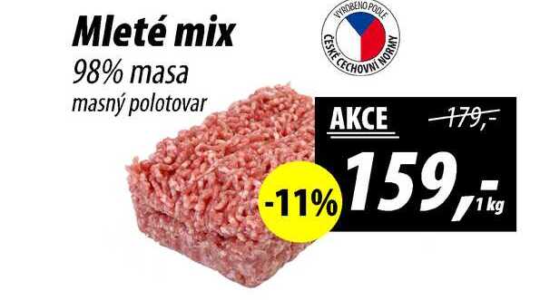 Mleté mix 98% masa masný polotovar, 1 kg