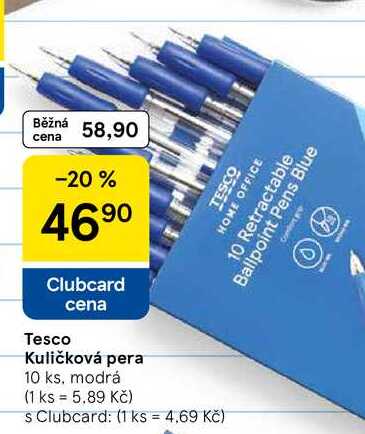 Tesco Kuličková pera, 10 ks, modrá 
