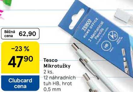 Tesco Mikrotužky, 2 ks, 12 náhradních tuh HB, hrot 0.5 mm 
