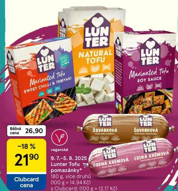 Lunter Tofu pomazánky, 180 g, více druhů 