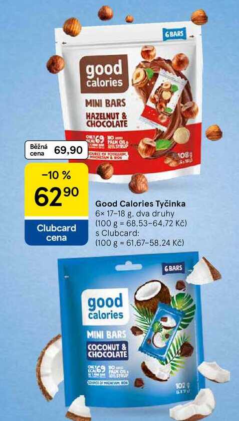 Good Calories Tyčinka, 6x 17-18 g, dva druhy 