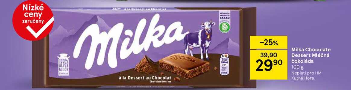 Milka Chocolate Dessert Mléčná čokoláda, 100 g