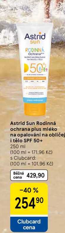 Astrid Sun Rodinná ochrana plus mléko na opalování na obličej i tělo SPF 50+, 250 ml  