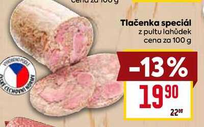 Tlačenka speciál z pultu lahůdek cena za 100 g 