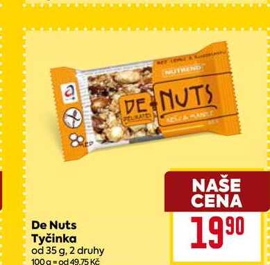 De Nuts Tyčinka od 35 g, 2 druhy 