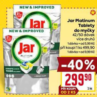 Jar Platinum Tablety do myčky 42/50 dávek více druhů  