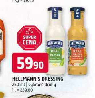 Hellmann's dressing 250 ml, vybrané druhy