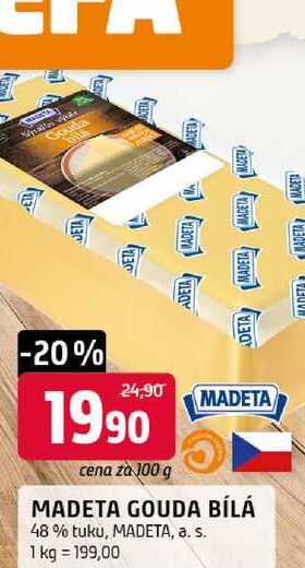 MADETA GOUDA BÍLÁ 48% tuku, 100g 
