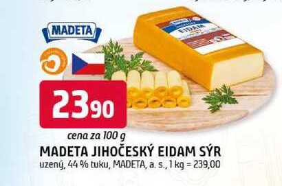 MADETA JIHOČESKÝ EIDAM SÝR uzený, 44% tuku, 100 g