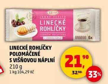 LINECKÉ ROHLÍČKY POLOMÁČENÉ S VIŠŇOVOU NÁPLNÍ, 210 g  