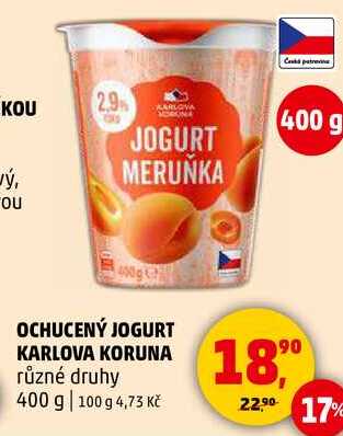 OCHUCENÝ JOGURT KARLOVA KORUNA různé druhy, 400 g 