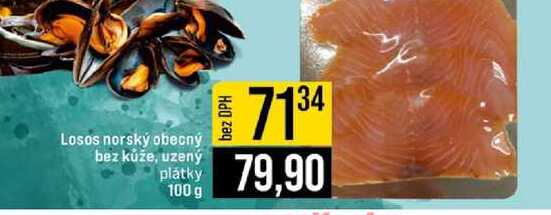 Losos norský obecný bez kůže, uzený plátky 100 g