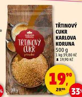 TŘTINOVÝ CUKR KARLOVA KORUNA, 500 g 