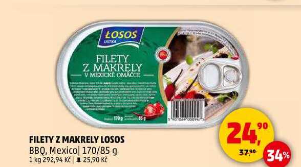 FILETY Z MAKRELY LOSOS BBQ, Mexico, 170/85 g  