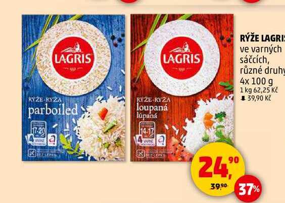 RÝŽE LAGRIS ve varných sáčcích, různé druhy, 4x 100 g 