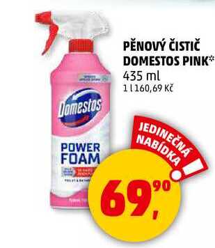 PĚNOVÝ ČISTIČ DOMESTOS PINK, 435 ml 