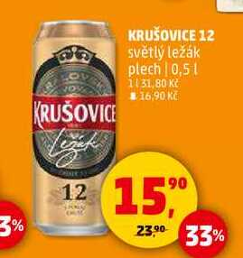 KRUŠOVICE 12 světlý ležák plech, 0,5 l