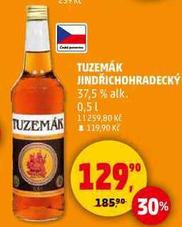 TUZEMÁK JINDŘICHOHRADECKÝ 37,5 % alk., 0,5 l 