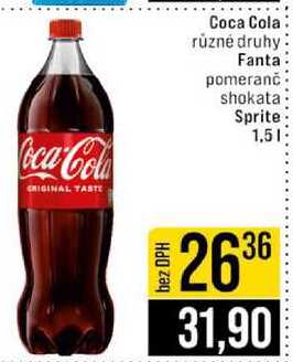 Coca Cola různé druhy Fanta pomeranč shokata Sprite 1,5l