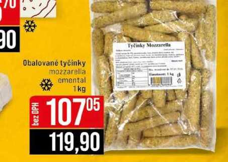 Obalované tyčinky mozzarella emental 1kg 