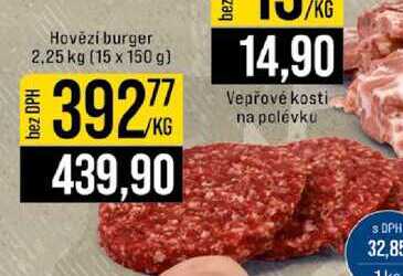 Hovězí burger 2,25 kg (15 x 150 g) 