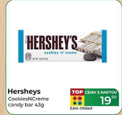 Hersheys CookiesNCreme candy bar 43g  